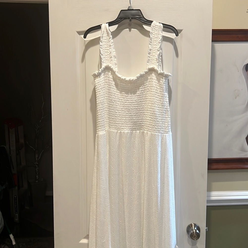 NWT - MK White Eyelet smoked sleeveless Maxi Dress!